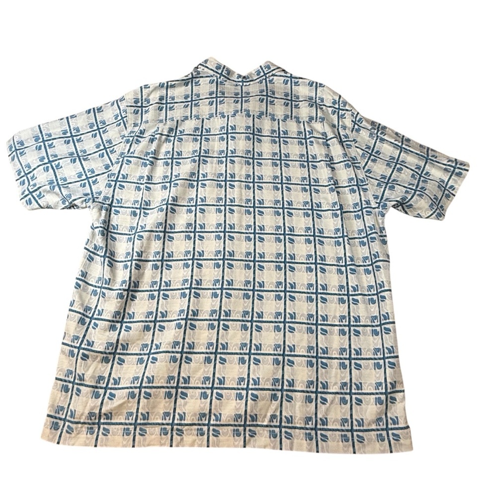 Tommy Bahama Men's 100% Silk Hawaiian Shirt Size XL Blue and White - Picture 4 of 4